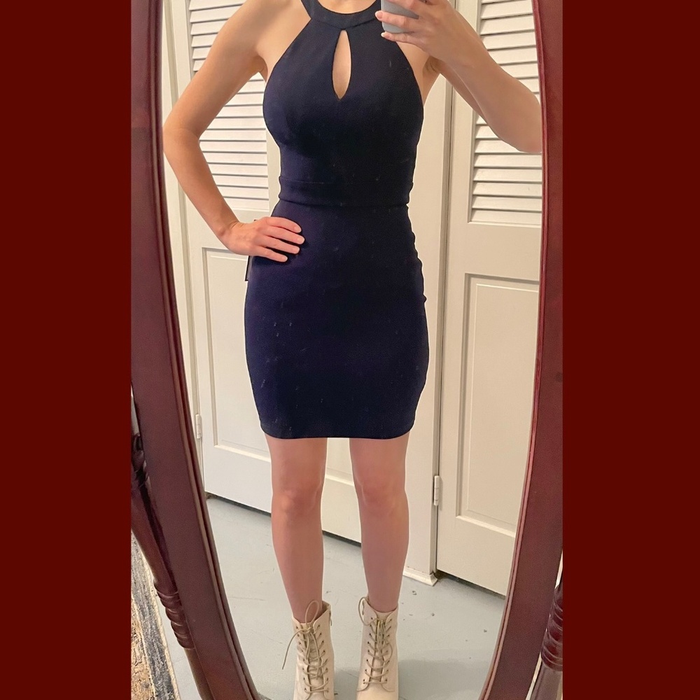 Navy Blue Mini Sexy Cocktail Dress - Picture 4 of 8